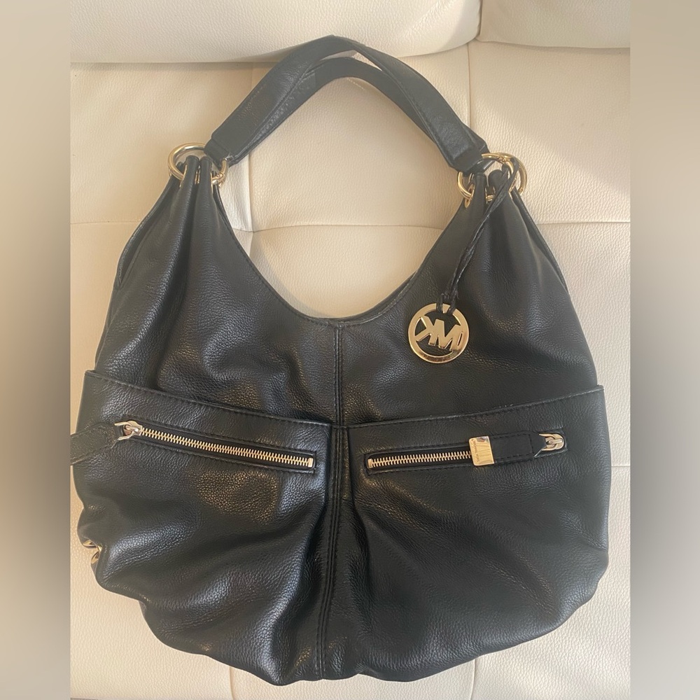Michael Kors Black Soft, Pebble Leather Shoulder Bag